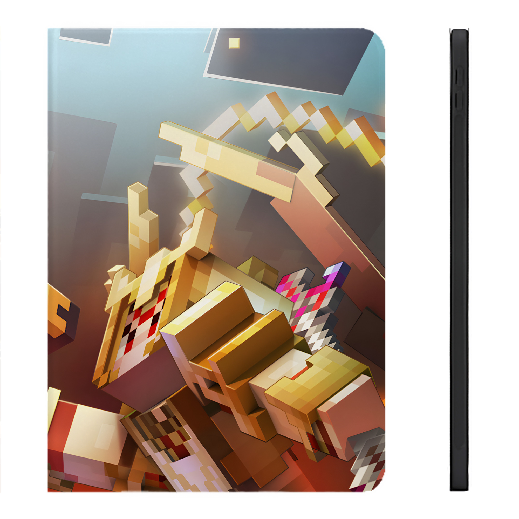 （画像用） マインクラフト ブロックの世界 Minecraft MC Block world IPadケース ペンホルダー付き ブックスタイルデザイン